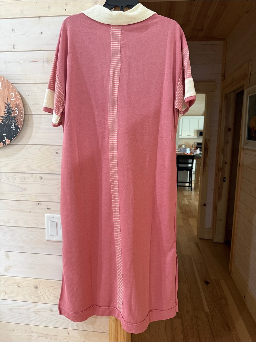 Umgee Rose Pink Midi Polo Dress with Cream Collar - Picture 2 of 3